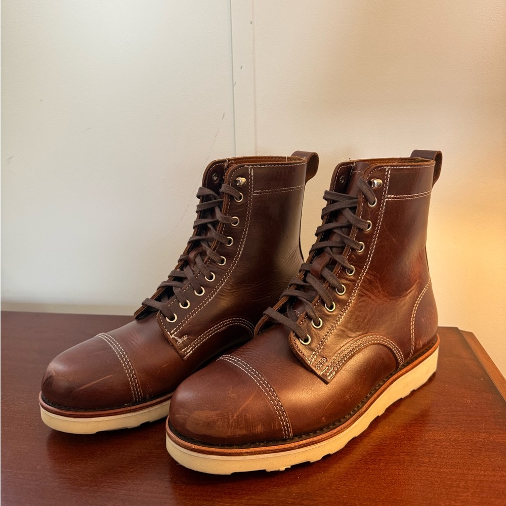 Helm Hunter Men's Premium Leather Lace-Up Boots made in USA vibram sole